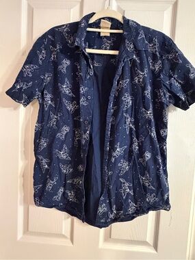 Disney Our Universe Men’s Medium Fantasia Sorcerer Mickey Mouse Navy Button Up